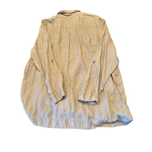 J. Jill Love Linen Womens Tunic Top With Button Front In Olive Green Size XL - Picture 6 of 6
